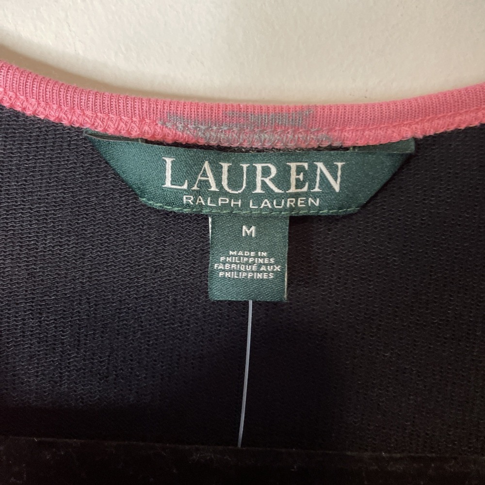 Lauren Ralph Lauren Women's M Red Solid Knit Crew Neck Logo Long Sleeve‎ T-Shirt - Picture 4 of 10